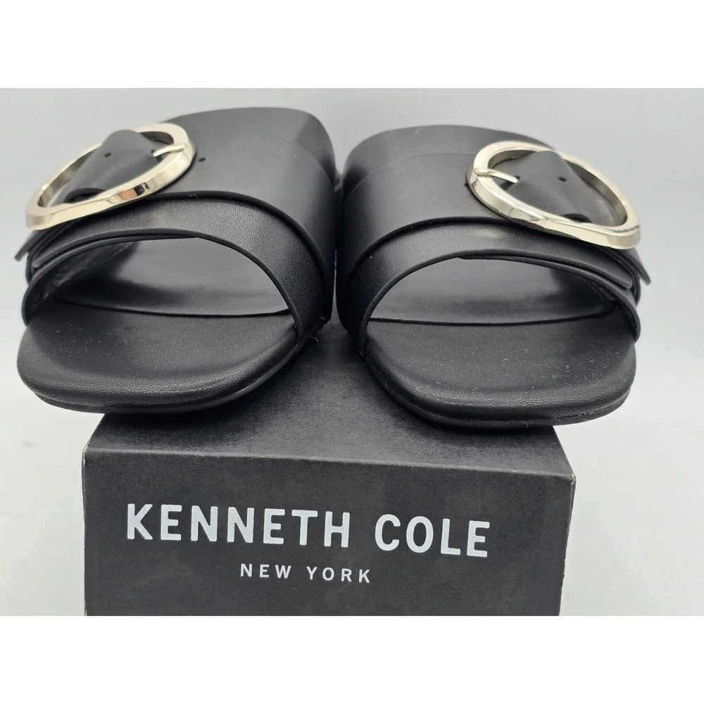 Kenneth Cole New York Women's‎ Ingrid Heeled Sandal Black/Gold Sz 8 M